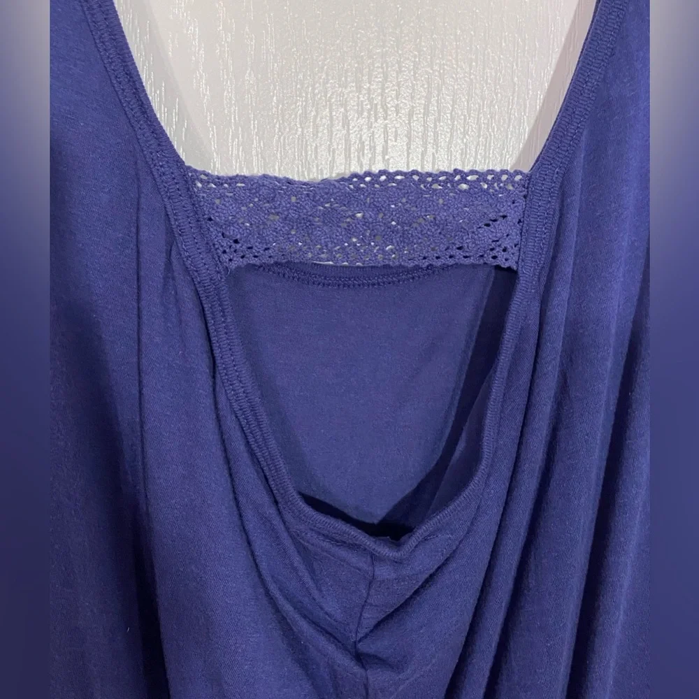 NWT T2Love Crochet Strap Draped Back Hi Lo Tank Top USA MADE Navy Girl’s 14